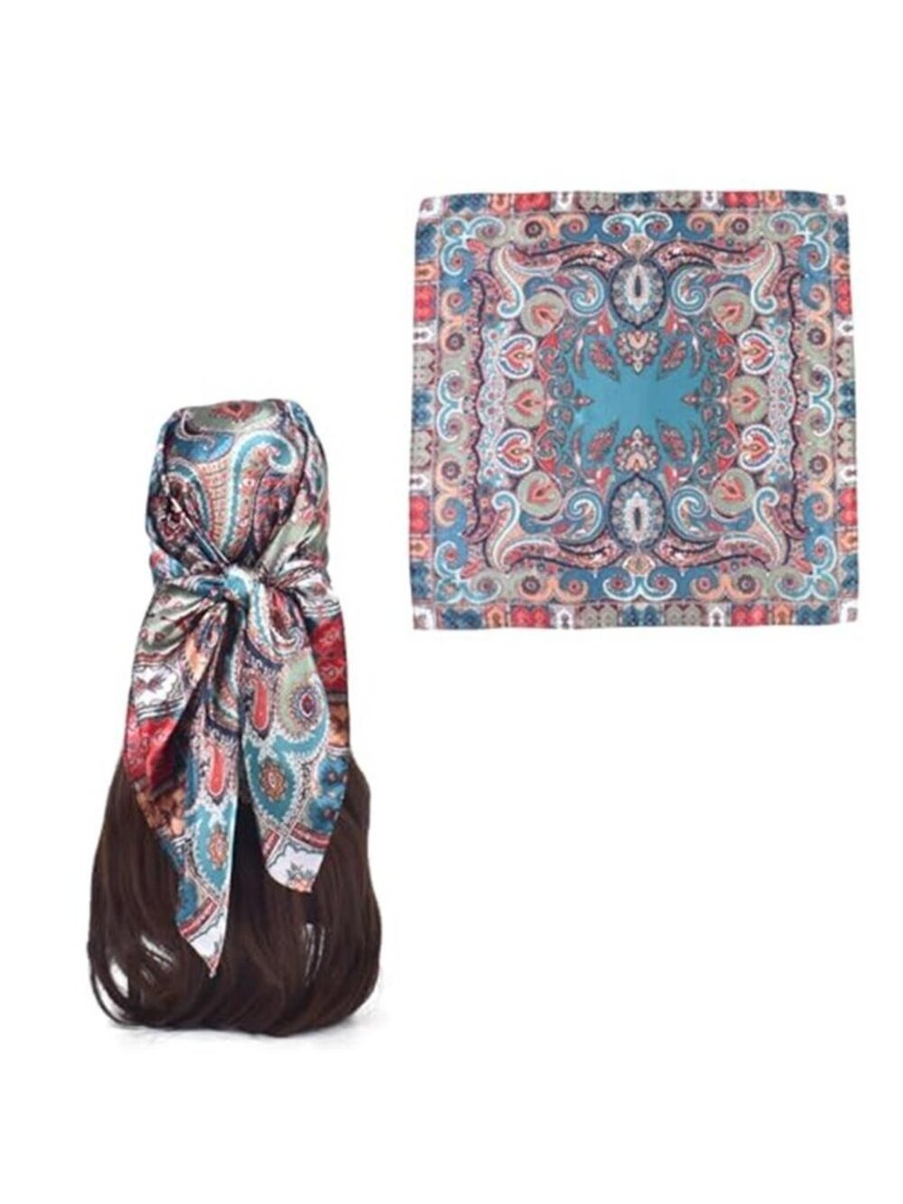 35" Silk Feel Satin Square Scarf ✨ Hair Wrap Head Scarf Neck Bandana OS - Picture 2 of 7